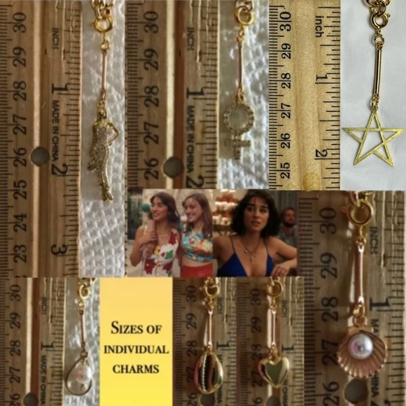 The White Lotus Lucia Greco 7 Detachable Gold Charms Necklace, Handmade Replica - Picture 15 of 16